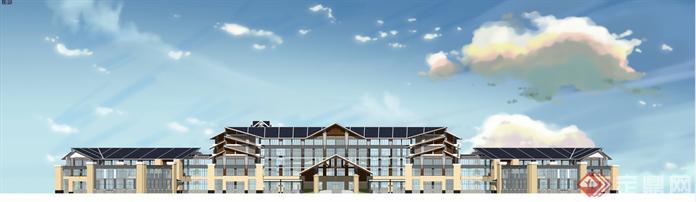某东南亚风格温泉酒店建筑方案设计SU模型