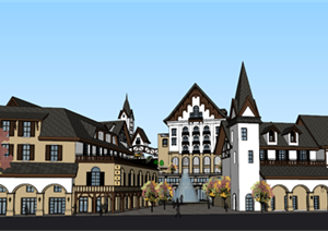 瑞士某风情商业街建筑方案设计SU(草图大师)模型