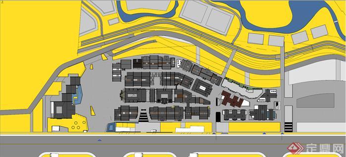 某民国风格汉口里商业街景观规划设计SU模型