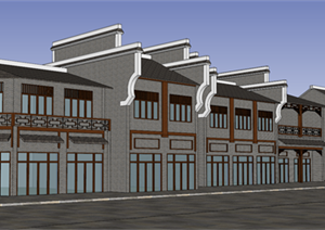 某传统中式临街商业建筑方案设计SU(草图大师)模型