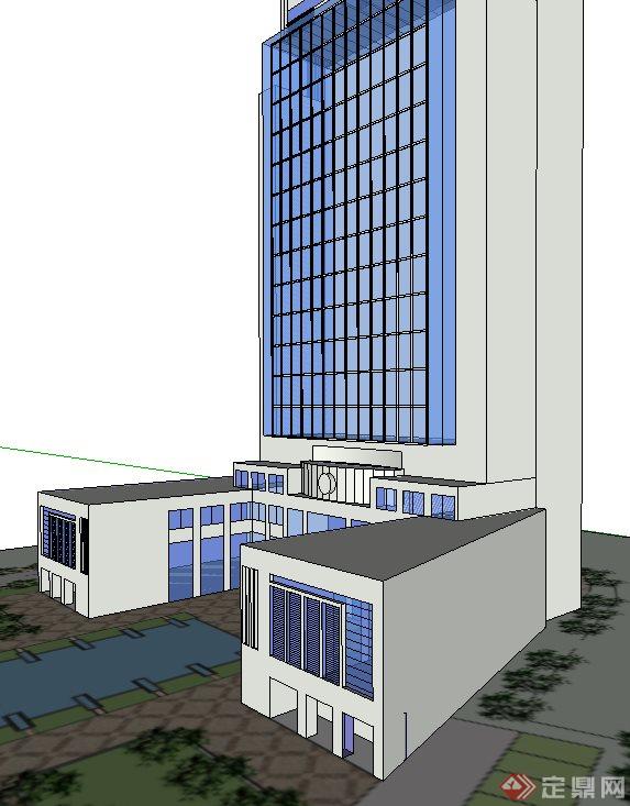 江西某现代风格办公大楼建筑设计方案图(含SU模型)(3)