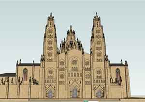 某哥特风格教堂建筑设计方案SU(草图大师)模型