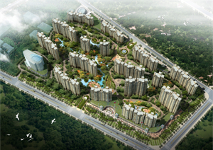 西安曲江某住宅楼建筑景观规划设计（含效果图）