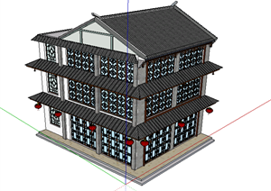 某仿古别墅建筑方案设计SU(草图大师)模型
