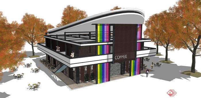 某现代风格咖啡厅建筑设计方案SU模型2