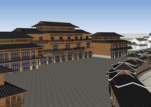 某苗族干栏式度假旅馆建筑设计SU(草图大师)模型