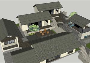 某现代风格温泉休闲中心建筑设计SU(草图大师)模型