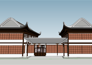 某传统中式风格四合院住宅建筑SU(草图大师)模型