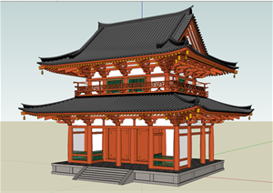 某日式庙宇建筑设计方案SU(草图大师)模型
