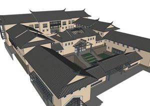 某新中式艺术博物馆建筑设计SU(草图大师)模型