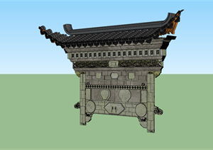 某古典牌坊建筑设计方案SU(草图大师)模型