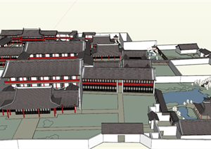 某古典中式四合院建筑设计方案SU(草图大师)模型