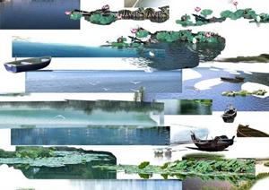 园林景观配景水体设计素材（psd格式）