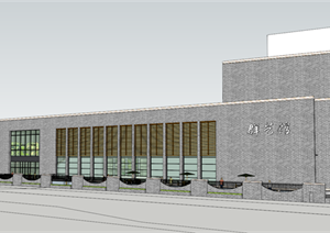 某现代风格群众艺术馆建筑方案设计SU(草图大师)模型