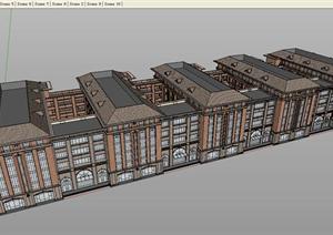 某学校欧式风格教学楼建筑设计SU(草图大师)模型