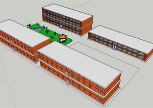 某中学建筑景观规划设计SU(草图大师)模型
