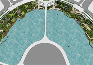 某滨水公园景观设计方案SU(草图大师)模型