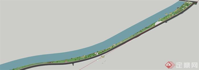 某现代滨河公园景观设计方案效果图(1)