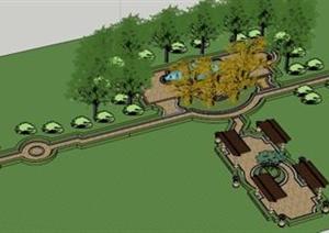 某巴洛克风格小公园景观设计SU(草图大师)模型