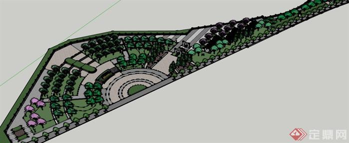 某现代中式街心公园景观设计方案效果图（1）