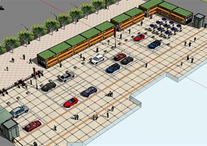 某商业小广场的规划设计SU(草图大师)模型