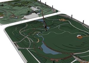 某现代风格体育公园景观规划设计SU(草图大师)模型