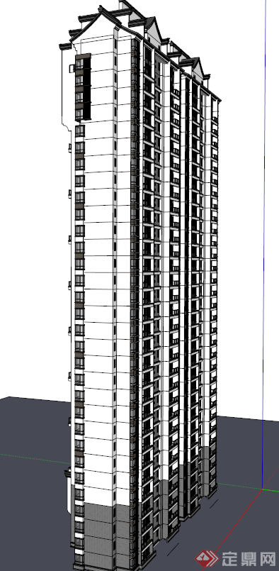 某新中式高层住宅建筑设计SU模型2