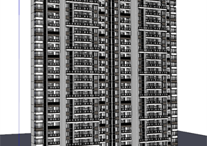某新中式高层住宅建筑设计SU(草图大师)模型