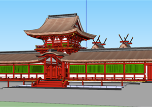 某日式风格寺庙建筑方案设计SU(草图大师)模型