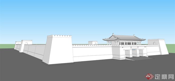 某古城墙建筑设计方案效果图(1)