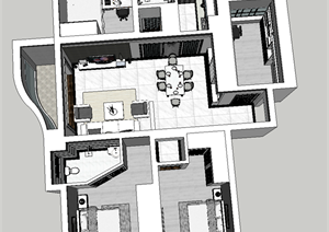 某室内住宅空间装饰设计SU(草图大师)模型