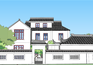 某中式大型别墅建筑设计方案SU(草图大师)模型