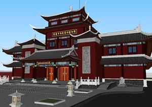 某市佛教艺术博物馆建筑设计SU(草图大师)模型