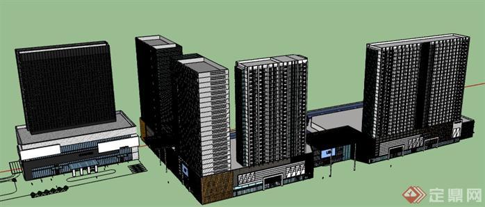 现代高层综合办公楼su模型