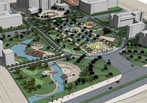 某高校校园广场景观规划设计SU(草图大师)模型