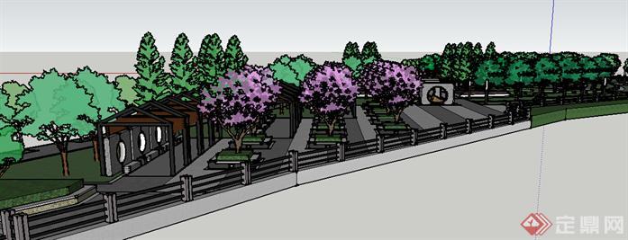 某现代中式街心公园景观设计方案效果图(2)
