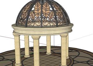 一个穹顶亭子设计方案+SU(草图大师)模型