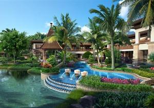 某东南亚风格酒店景观设计方案效果图（PSD格式）