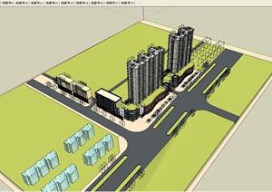 某现代风格城市商业综合建筑方案规划设计SU(草图大师)模型