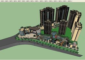 某城市综合建筑设计SU(草图大师)模型1