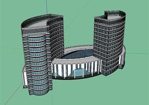某现代酒店建筑涉及方案SU(草图大师) 模型