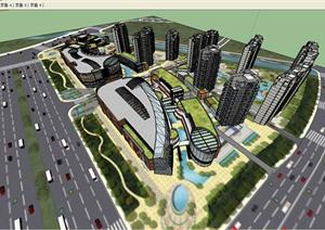 某城市商业综合体建筑规划SU(草图大师)设计模型