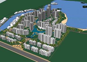 某现代风格滨水城市规划方案设计SU(草图大师)模型