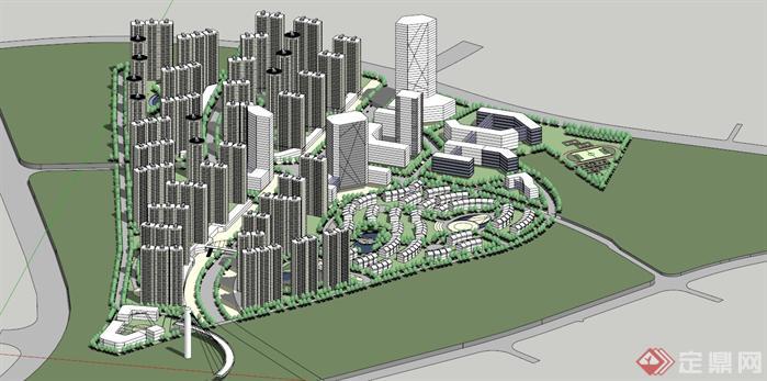 某个城市规划方案设计SU模型