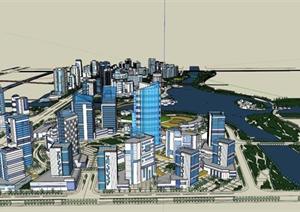 某个现代风格城市规划设计方案SU(草图大师)模型