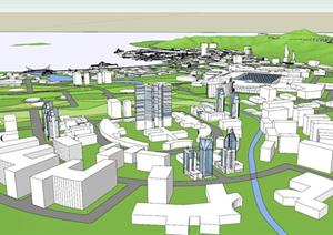 某海湾城市建筑规划设计SU(草图大师)模型