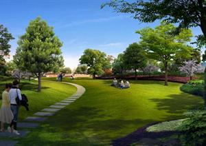 某现代风格公园疏林草地景观规划设计效果图PSD格式