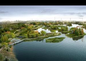 某现代中式滨水公园中水景区景观设计方案效果图1（PSD格式）