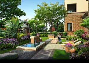某别墅住宅后院景观设计方案效果图（PSD格式）