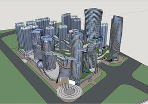 某商业住宅中心建筑设计SU(草图大师)模型